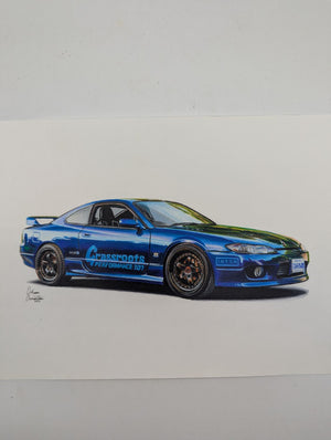 1999 Nissan Silvia S15 Original Handrawn Print on Paper