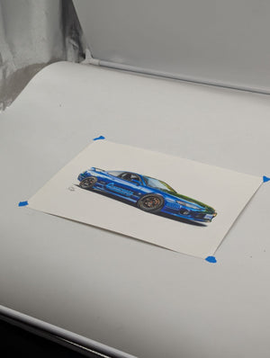 1999 Nissan Silvia S15 Original Handrawn Print on Paper